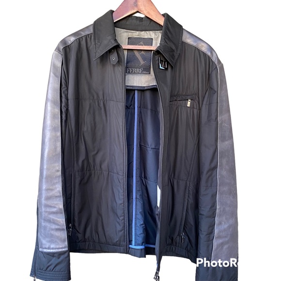 FERRE Milano Men’s Jacket (with Leather) - US size L - made in Italy - Picture 2 of 13